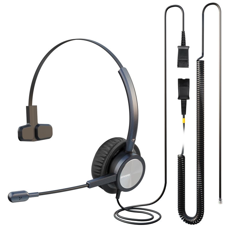 EMAIKER Cisco Landline Phone Headset One Ear Office Wired Telephone Headset with RJ9 Jack Works for Cisco CP-7841 7931G 7940 7941G 7942G 7945G 7960 7961G 7962G 7965G 7970 8841 8851 8961 etc - Image 1
